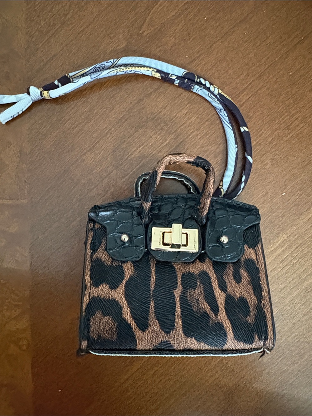 Leopard Print Mini Crossbody Bag with Gold Turn-Lock